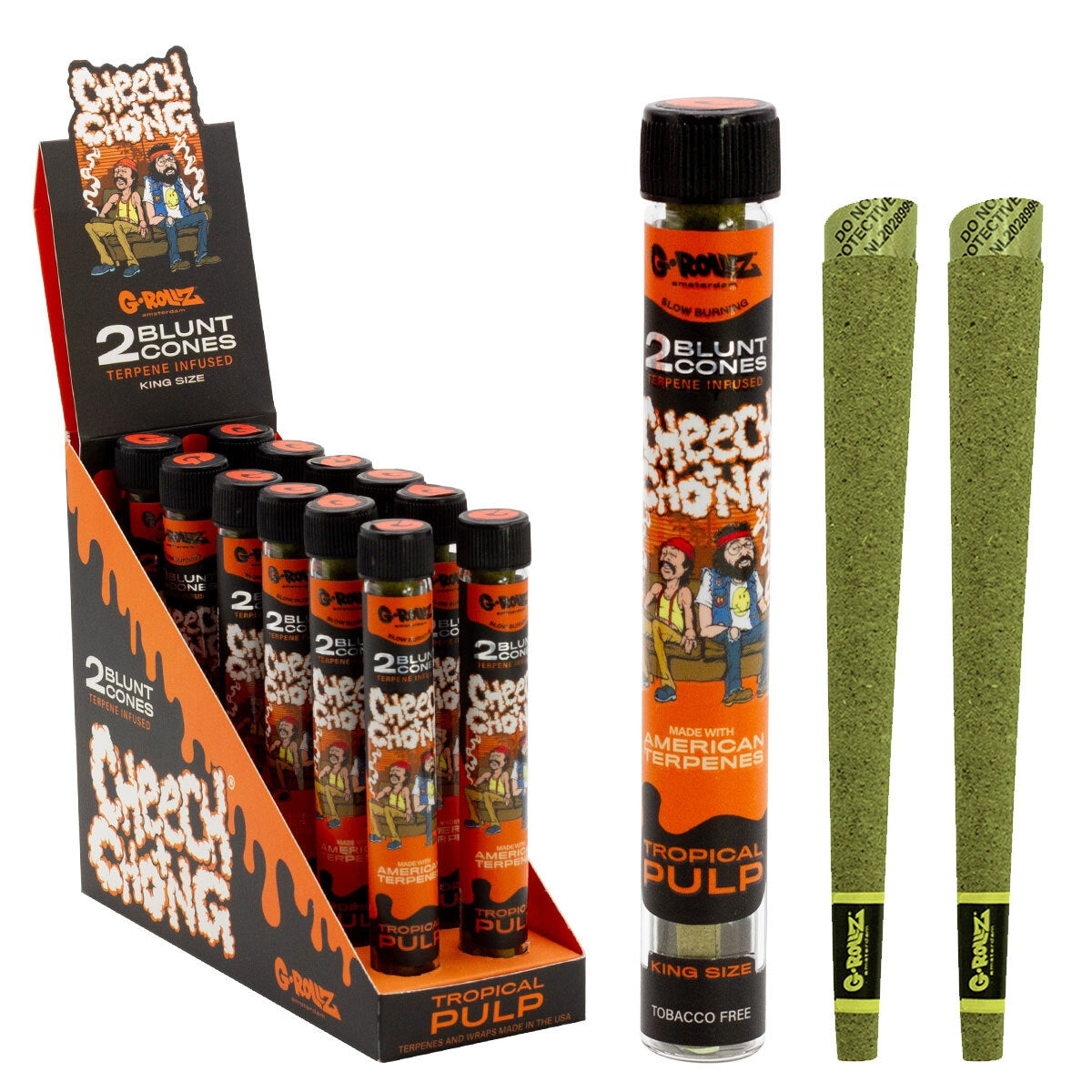 Cheech & Chong(TM) Terpene Infused Blunt Cones 'Tropical Pulp' (12 Pack Display, 24 Blunts)