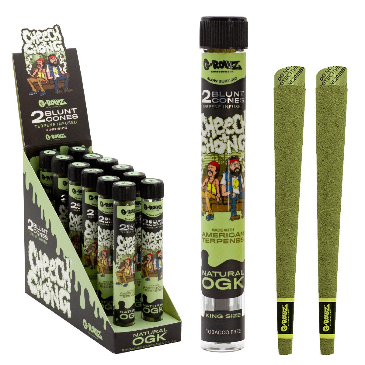 Cheech & Chong(TM) Terpene Infused Blunt Cones 'Natural OGK' (12 Pack Display, 24 Blunts)