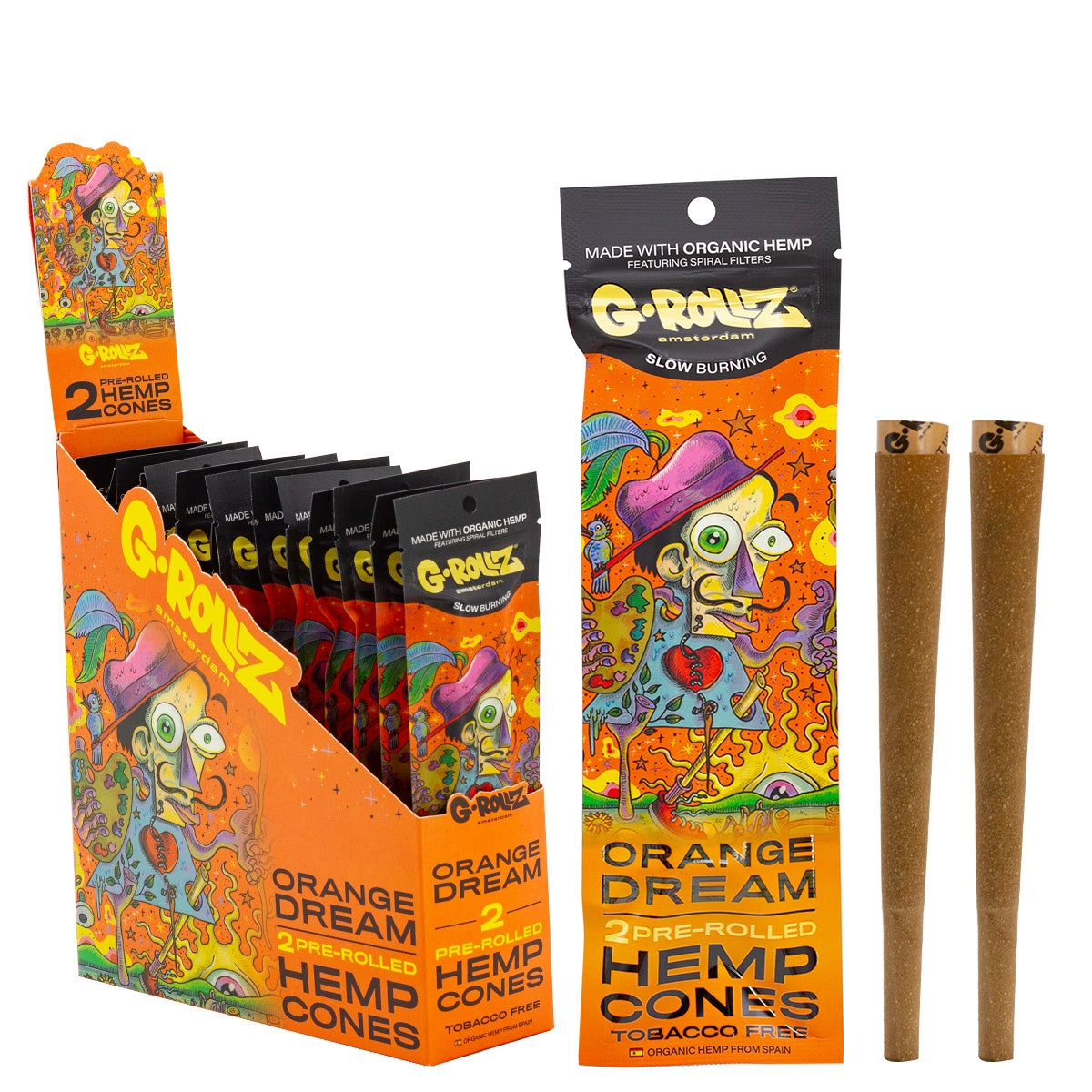 2x Orange Flavored Pre-Rolled Hemp Cones